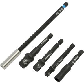 OEMTOOLS 26525 5 Piece Impact Driver Bit Set, Hex Bit Socket Set, Impact Drill Adapter Set, 1/2 to 3/8 Drive Socket Adapter, 6 Inch Drill Extension