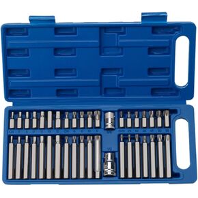 Torx Bit Socket Set, Star Bit Alloy Steel Torx Hex Spline Bit Set and 1/2" and 3/8" Drive Adaptor with Portable Case(40 Pcs)