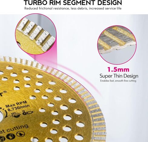 7 بوصة الماس رأى شفرة توربو حافة، 2PCS الجافة / الرطب القاطع زاوية طاحونة شفرات البلاط لقطع الخزف والسيراميك والجرانيت والخرسانة والرخام والبناء in Kuwait