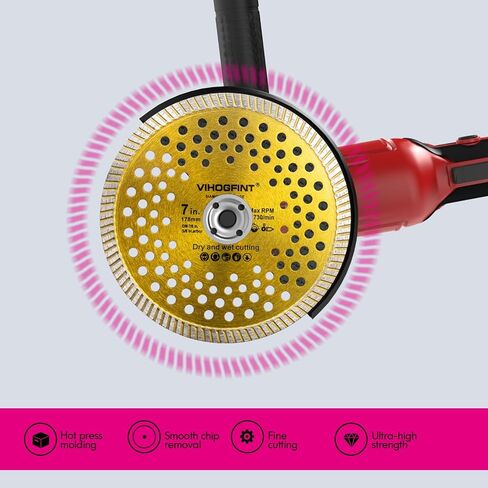 7 بوصة الماس رأى شفرة توربو حافة، 2PCS الجافة / الرطب القاطع زاوية طاحونة شفرات البلاط لقطع الخزف والسيراميك والجرانيت والخرسانة والرخام والبناء in Kuwait