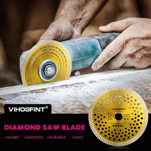 7 بوصة الماس رأى شفرة توربو حافة، 2PCS الجافة / الرطب القاطع زاوية طاحونة شفرات البلاط لقطع الخزف والسيراميك والجرانيت والخرسانة والرخام والبناء in Kuwait