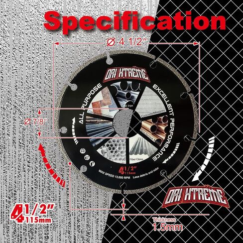 Diamond Cutting Wheel 9 x 7/8 inch for Metal, Cut Off Disc with 5000+Cuts on Rebar, Steel, Iron and INOX in Saudi Arabia