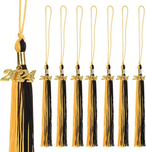 12 Pieces Graduation Tassel with 2024 Charm for Graduation Cap, Charm Graduation Tassel Decorations for Graduation Ceremony Graduation Party Supplies Accessories(Black, 2024) in Kuwait