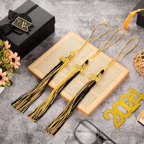 12 Pieces Graduation Tassel with 2024 Charm for Graduation Cap, Charm Graduation Tassel Decorations for Graduation Ceremony Graduation Party Supplies Accessories(Black, 2024) in Kuwait