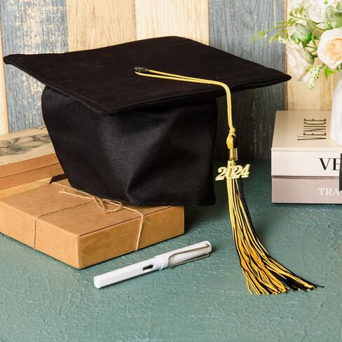 12 Pieces Graduation Tassel with 2024 Charm for Graduation Cap, Charm Graduation Tassel Decorations for Graduation Ceremony Graduation Party Supplies Accessories(Black, 2024) in Kuwait