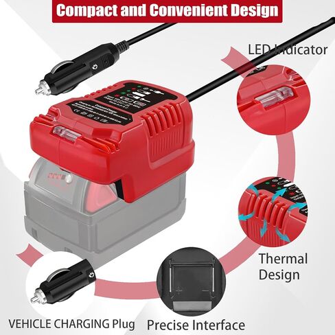 URUN Replacement for Milwaukee Electric Tools Corp 48-59-1810 Vehicle Charger Compatible for Milwaukee 18V Lithium Batteries 48-11-1815, 48-11-1820, 48-11-1822 in Saudi Arabia
