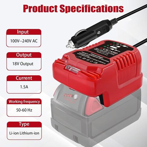 URUN Replacement for Milwaukee Electric Tools Corp 48-59-1810 Vehicle Charger Compatible for Milwaukee 18V Lithium Batteries 48-11-1815, 48-11-1820, 48-11-1822 in Saudi Arabia