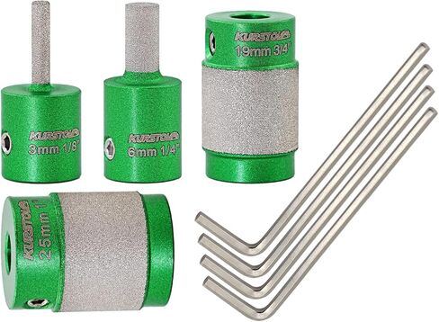 Stained Glass Grinder Bit - Diamond Grinder Bit Head Tools 1/8 1/4 3/4 1 in with 4pcs M5 Alley Wrench, Stained Glass Diamond Grinder Bit Grinding Shaping for Stained Glass Ceramic Tile Stone in Kuwait