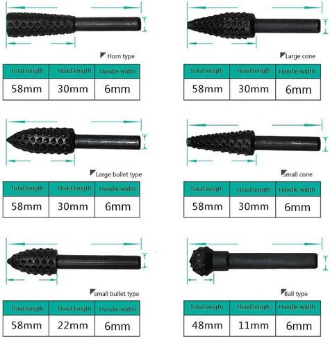 10 Pieces Steel Rotary Burr Set, 6mm(1/4'') Shank Wood Rasp Drill Bit for Engraving Grinding Polishing Milling in Saudi Arabia