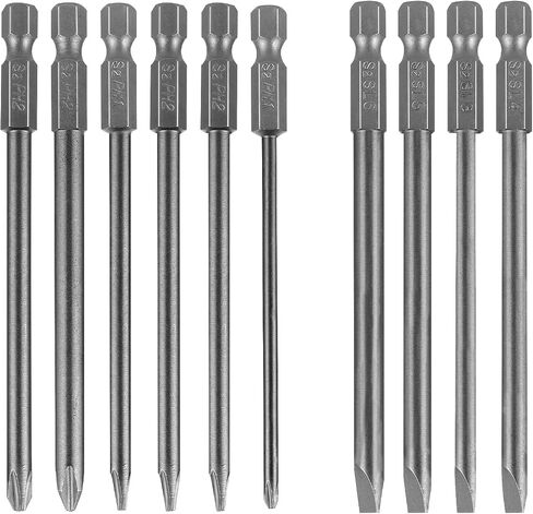 Giantree 10 Pcs Craftsman Screwdriver Set, Long Bit Set, Long Slotted Head, and Cross Phillips Screwdriver Bit Sets with Slotted Hex Phillips for Power Screwdriver Drill Impact Driver (5cm/2inch) in Saudi Arabia