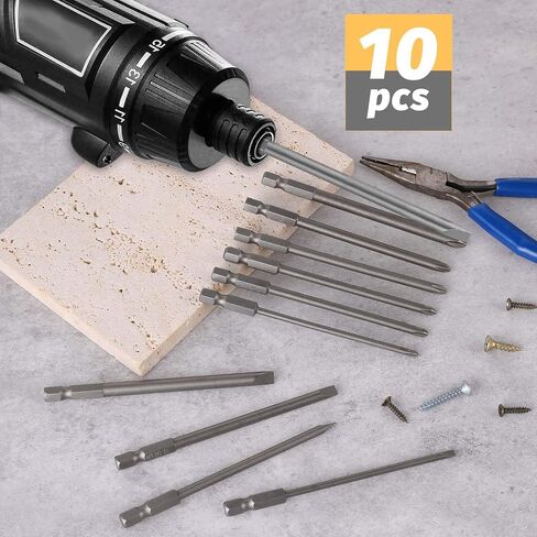 Giantree 10 Pcs Craftsman Screwdriver Set, Long Bit Set, Long Slotted Head, and Cross Phillips Screwdriver Bit Sets with Slotted Hex Phillips for Power Screwdriver Drill Impact Driver (5cm/2inch) in Saudi Arabia