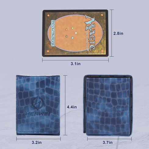 صندوق بطاقات HENWEI Deck، حافظة من جلد البولي يوريثان مع قلاب مزدوج، يحمل أكثر من 150 بطاقة مغناطيسية ذات أكمام واحدة، صندوق تخزين ألعاب بطاقات التداول متوافق مع TCG CCG، نمط تمساح MTG - أسود in Kuwait