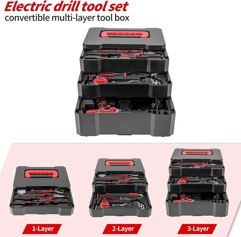 Cordless Power Drill Set, 16.8V Electric Drill Driver Kit, Cordless Power with Battery and Charger,3/8" Keyless Chuck, 2 Variable Speed, 2-Variable Speed Power Drill Kit for Father's Day in Saudi Arabia