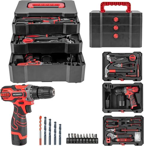 Cordless Power Drill Set, 16.8V Electric Drill Driver Kit, Cordless Power with Battery and Charger,3/8" Keyless Chuck, 2 Variable Speed, 2-Variable Speed Power Drill Kit for Father's Day in Saudi Arabia