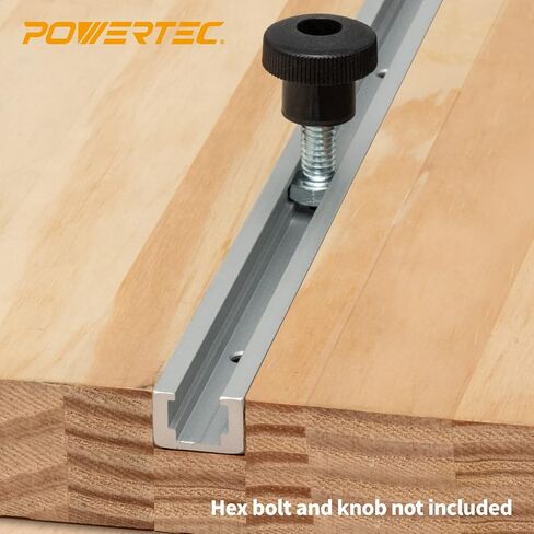 POWERTEC 71351 ألومنيوم T-Track 48 بوصة شديد التحمل | تركيب مسار فتحة T متخصص لـ 1/4"-20 Hex Bolt، ألومنيوم رمادي in Saudi Arabia