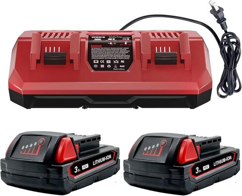 2Pack 18V 3.5Ah Lithium Replacement for Milwaukee M18 Battery and Charger Combo Compatible with 48-11-1850 48-11-1865 48-11-1852 48-11-1840 48-11-1820 48-11-1828 in Kuwait