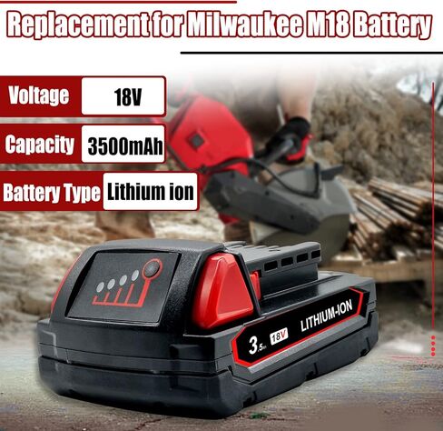 2Pack 18V 3.5Ah Lithium Replacement for Milwaukee M18 Battery and Charger Combo Compatible with 48-11-1850 48-11-1865 48-11-1852 48-11-1840 48-11-1820 48-11-1828 in Kuwait