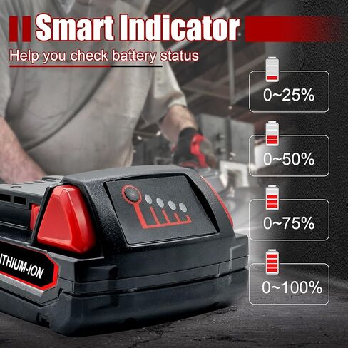 2Pack 18V 3.5Ah Lithium Replacement for Milwaukee M18 Battery and Charger Combo Compatible with 48-11-1850 48-11-1865 48-11-1852 48-11-1840 48-11-1820 48-11-1828 in Kuwait