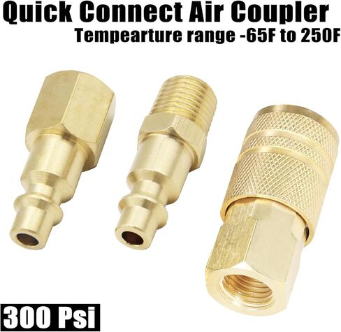 تركيبات خرطوم الهواء، مقرنة هواء عالمية ومجموعة سدادات هواء صناعية من النوع M، حجم الجسم من النحاس الصلب 1/4 بوصة مع خيوط NPT 1/4 بوصة لأدوات الهواء وملحقات ضاغط الهواء (5 قطع) in Kuwait