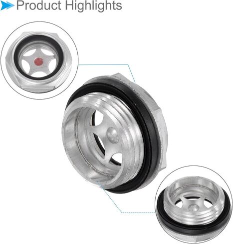 Air Compressor Oil Sight Glass, | G3/4 Male | Aluminum Hex Head Oil Liquid Level Indicator Glass Window - (Applications: for Gearbox Fittings), 5-Pieces in Saudi Arabia