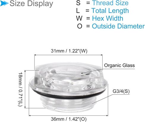 Air Compressor Oil Sight Glass, | G3/4 Male Thread | Hex Head Oil Liquid Level Indicator Glass Window - (Applications: for Gearbox Fittings), 5-Pieces in Saudi Arabia