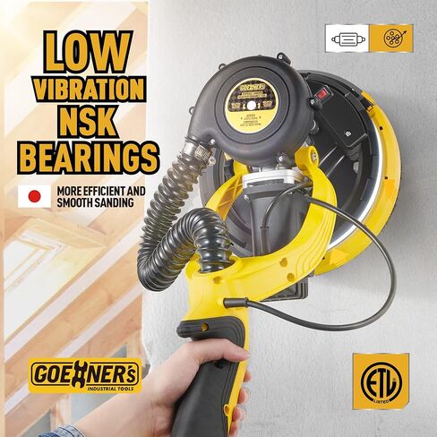 ماكينة صنفرة الحوائط الجافة، ماكينة سنفرة الحوائط الجافة الكهربائية مع مكنسة كهربائية، 7 سرعات متغيرة، 900-1800 دورة في الدقيقة، مقبض موفر للعمالة وتركيبات حاصلة على براءة اختراع لصنفرة السقف، ضوء LED، خرطوم غبار بطول 14 قدمًا، وكابل طاقة بطول 26 قدمًا، و in Kuwait