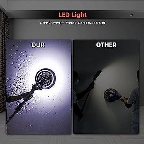 ماكينة صنفرة الحوائط الجافة، ماكينة صنفرة الحوائط الجافة الكهربائية بقدرة 750 وات مع مجموعة غبار مفرغة، 7 سرعات متغيرة 900-1800 دورة في الدقيقة مع ضوء LED، 14 قطعة من أقراص الصنفرة، مقبض قابل للتمديد والطي in Kuwait