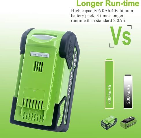 استبدال Lasica لبطارية Greenworks 40V 6.0Ah، متوافقة مع جزازة العشب Greenworks 29472 29462 بطارية وأدوات كهربائية 40 فولت G-MAX 24252 25322 21302 27062 MO40L4413 MO40L03 MO40B411 in Kuwait