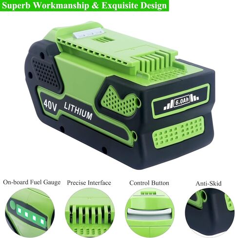 استبدال Lasica لبطارية Greenworks 40V 6.0Ah، متوافقة مع جزازة العشب Greenworks 29472 29462 بطارية وأدوات كهربائية 40 فولت G-MAX 24252 25322 21302 27062 MO40L4413 MO40L03 MO40B411 in Kuwait