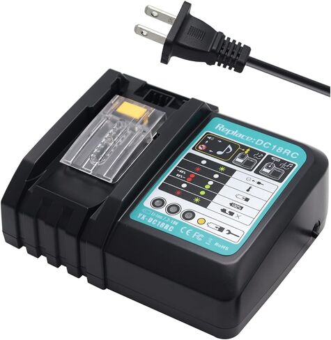شاحن بطارية DC18RC متوافق مع بطاريات ليثيوم أيون Mk 14.4V 18V LXT BL1850 BL1840B BL1820 BL1815 BL1860 BL1430 BL1450 BL1830 18V شاحن بطارية المثقاب يستبدل DC18RD DC18RA DC18SD DC18SF in Kuwait