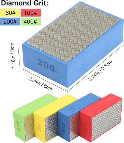 4 قطع من وسادات تلميع اليد الماسية لبلاط الصنفرة والزجاج والخرسانة والسيراميك والرخام والجرانيت، وسادات تلميع الماس، وأدوات البلاط، وسادات الصنفرة الماسية الرطبة أو الجافة (60#، 100#، 200#، 400#) in Kuwait