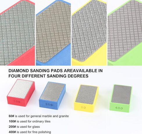 4 قطع من وسادات تلميع اليد الماسية لبلاط الصنفرة والزجاج والخرسانة والسيراميك والرخام والجرانيت، وسادات تلميع الماس، وأدوات البلاط، وسادات الصنفرة الماسية الرطبة أو الجافة (60#، 100#، 200#، 400#) in Kuwait