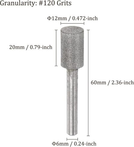 4pcs Diamond Grinding Bit - [10mm Dia 120 Grtis] Cylinder Head Carving Drill Bits Rotary Tool for Carving Polishing Use | 6mm Round Shank in Saudi Arabia