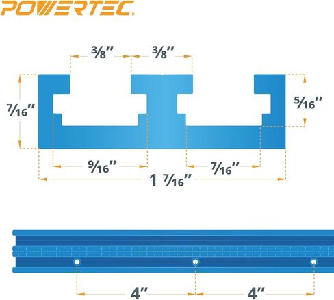 POWERTEC 71945 مسار T عالمي مزدوج القطع مقاس 36 بوصة مع مقياس مركزي محفور بالليزر وإيقاف سياج 3 بوصات in Saudi Arabia