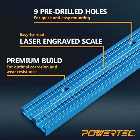 POWERTEC 71945 مسار T عالمي مزدوج القطع مقاس 36 بوصة مع مقياس مركزي محفور بالليزر وإيقاف سياج 3 بوصات in Saudi Arabia