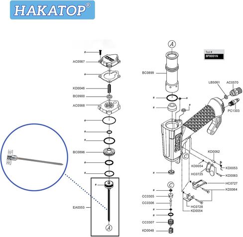 HAKATOP SP EA0138-2 مجموعة سائق المكبس ما بعد البيع لـ Senco FinishPro 41XP Two Groove in Kuwait