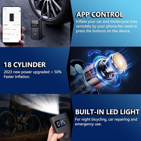 Tire Inflator Portable Air Compressors 150PSI Cordless Tire Inflator Air Pump for Car Tires with Tire Pressure Gauge,Cool Car Accessories,Mini Car Tire Pump Tire Inflator for Car, Motor, Bicycle in Kuwait