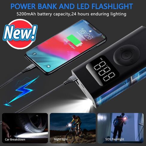 Tire Inflator Portable Air Compressors 150PSI Cordless Tire Inflator Air Pump for Car Tires with Tire Pressure Gauge,Cool Car Accessories,Mini Car Tire Pump Tire Inflator for Car, Motor, Bicycle in Kuwait