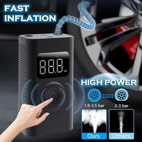 Tire Inflator Portable Air Compressors 150PSI Cordless Tire Inflator Air Pump for Car Tires with Tire Pressure Gauge,Cool Car Accessories,Mini Car Tire Pump Tire Inflator for Car, Motor, Bicycle in Kuwait
