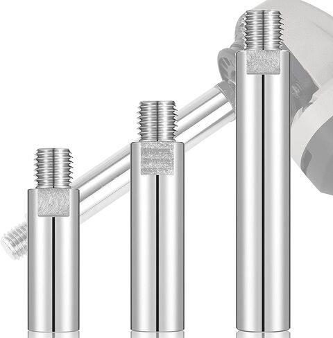 Mornajina 3 قطع 5/8"-11 خيط تمديد عمود تمديد طاحونة زاوية سميكة، 3 بوصة 3.9 بوصة 5.5 بوصة مجموعة قضبان توصيل طاحونة زاوية للتلميع ومطحنة الزوايا، إجمالي 637 جم (1.4 رطل)، فضي in Kuwait