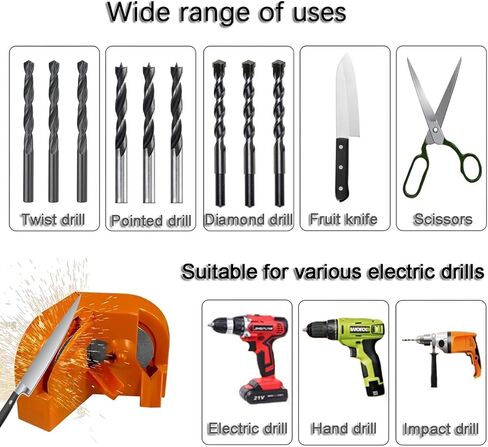 Drill Bit Sharpener, Multipurpose Drill Bits Grinding Sharpener for 5/64''- 5/8'' Bits, Diamond Grinding Blade Sharpening Stone Tool for High Speed Steel Carbide Cobalt Tin-Coated Drill Bits Knives in Kuwait