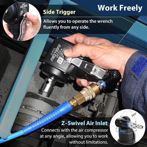 FIRSTINFO B2306US 3/8" Drive Palm Mini Air Impact Wrench, Side-Trigger, 400 ft-lbs. 6-Mode Control, Lightweight in Saudi Arabia