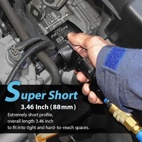FIRSTINFO B2306US 3/8" Drive Palm Mini Air Impact Wrench, Side-Trigger, 400 ft-lbs. 6-Mode Control, Lightweight in Saudi Arabia