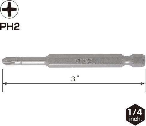 VESSEL لقم طاقة التواء الرقبة المنخفضة PH2X75 2PC (مشطوف) in Kuwait