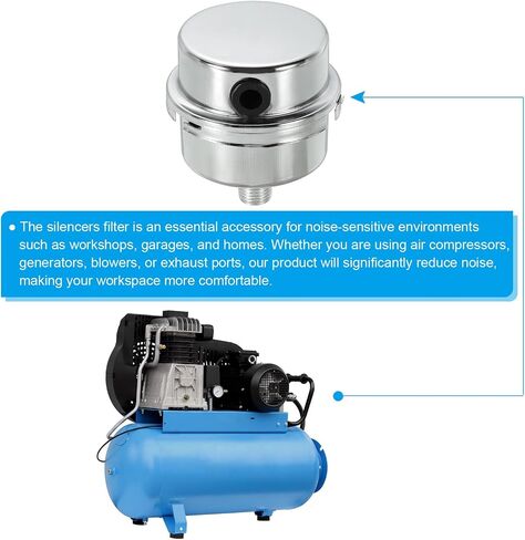 PATIKIL G1/2 Air Compressor Silencers Filter, Noise Reduction Intake Muffler for Generators, Blowers, Exhaust Ports, Silver Tone, Yellow in Saudi Arabia