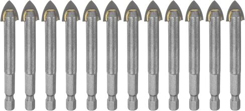12pcs Concrete Masonry Drill Bits 3mm (1/8") Tungsten Carbide Tip Triangle Drill Bit for Ceramic Tile Brick Glass Plastic Wood, Silver in Saudi Arabia