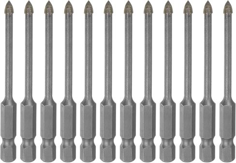12pcs Concrete Masonry Drill Bits 3mm (1/8") Tungsten Carbide Tip Triangle Drill Bit for Ceramic Tile Brick Glass Plastic Wood, Silver in Saudi Arabia