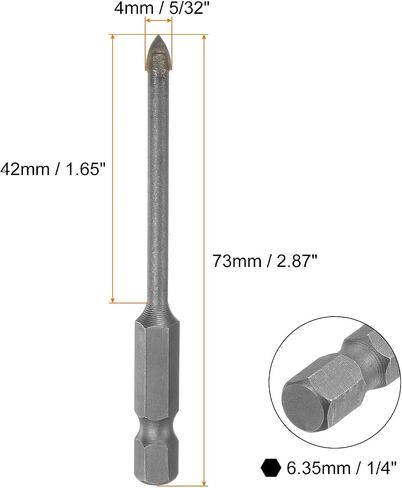 12pcs Concrete Masonry Drill Bits 3mm (1/8") Tungsten Carbide Tip Triangle Drill Bit for Ceramic Tile Brick Glass Plastic Wood, Silver in Saudi Arabia