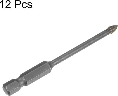 12pcs Concrete Masonry Drill Bits 3mm (1/8") Tungsten Carbide Tip Triangle Drill Bit for Ceramic Tile Brick Glass Plastic Wood, Silver in Saudi Arabia