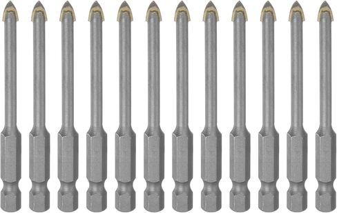 12pcs Concrete Masonry Drill Bits 3mm (1/8") Tungsten Carbide Tip Triangle Drill Bit for Ceramic Tile Brick Glass Plastic Wood, Silver in Saudi Arabia